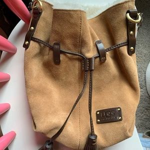 Ugg Australia 100% brown leather drawstring purse